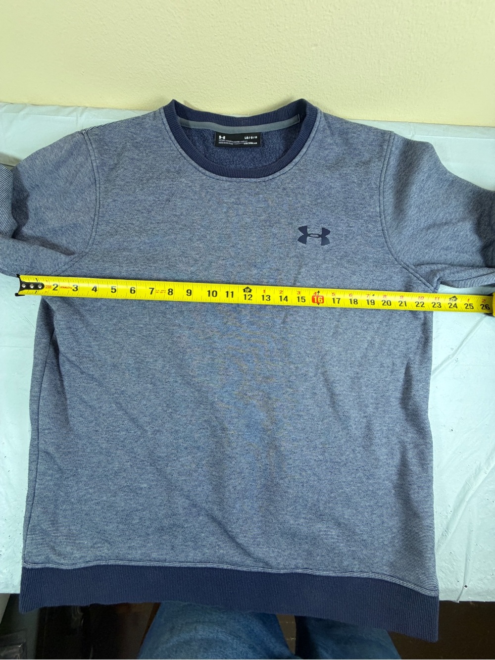 Under Armour Men's Blue‎ Heather Crewneck Sweatshirt with Dark Trim - Picture 6 of 8